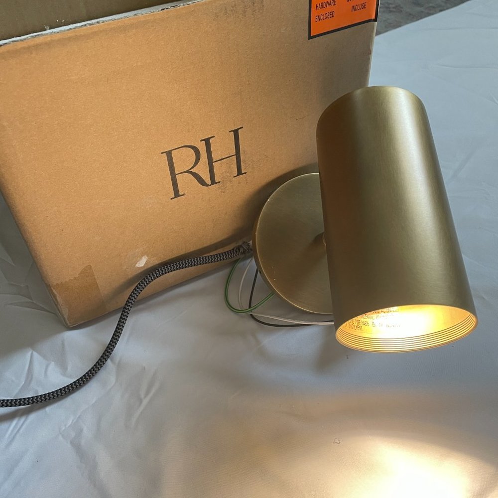 Restoration Hardware Lacquered Burnished Brass Champeaux Wall Sconce, Adjustable - Picture 15 of 16